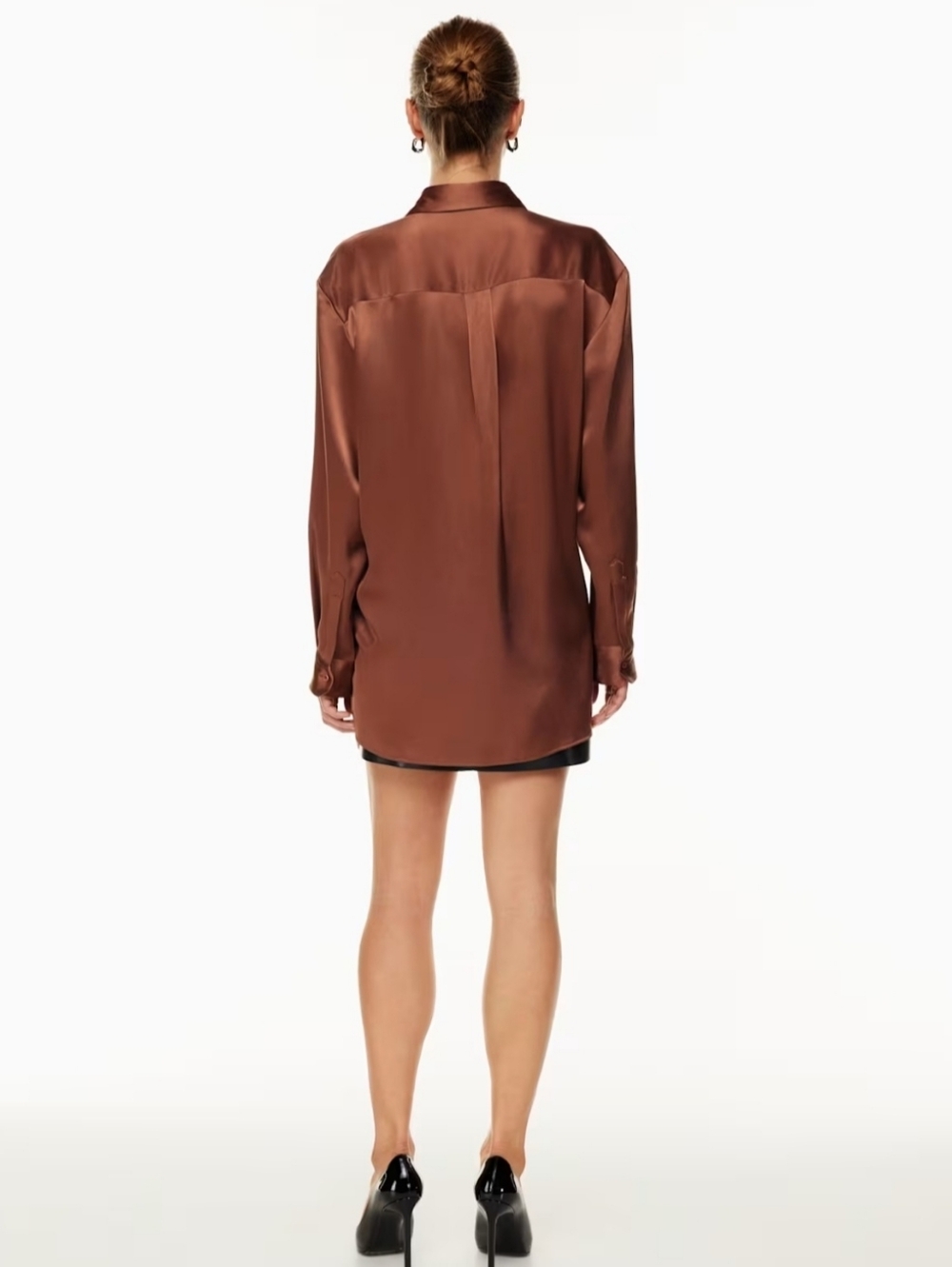 Aritzia Babaton Sable Satin Shirt size Xl Bronze - Picture 5 of 11